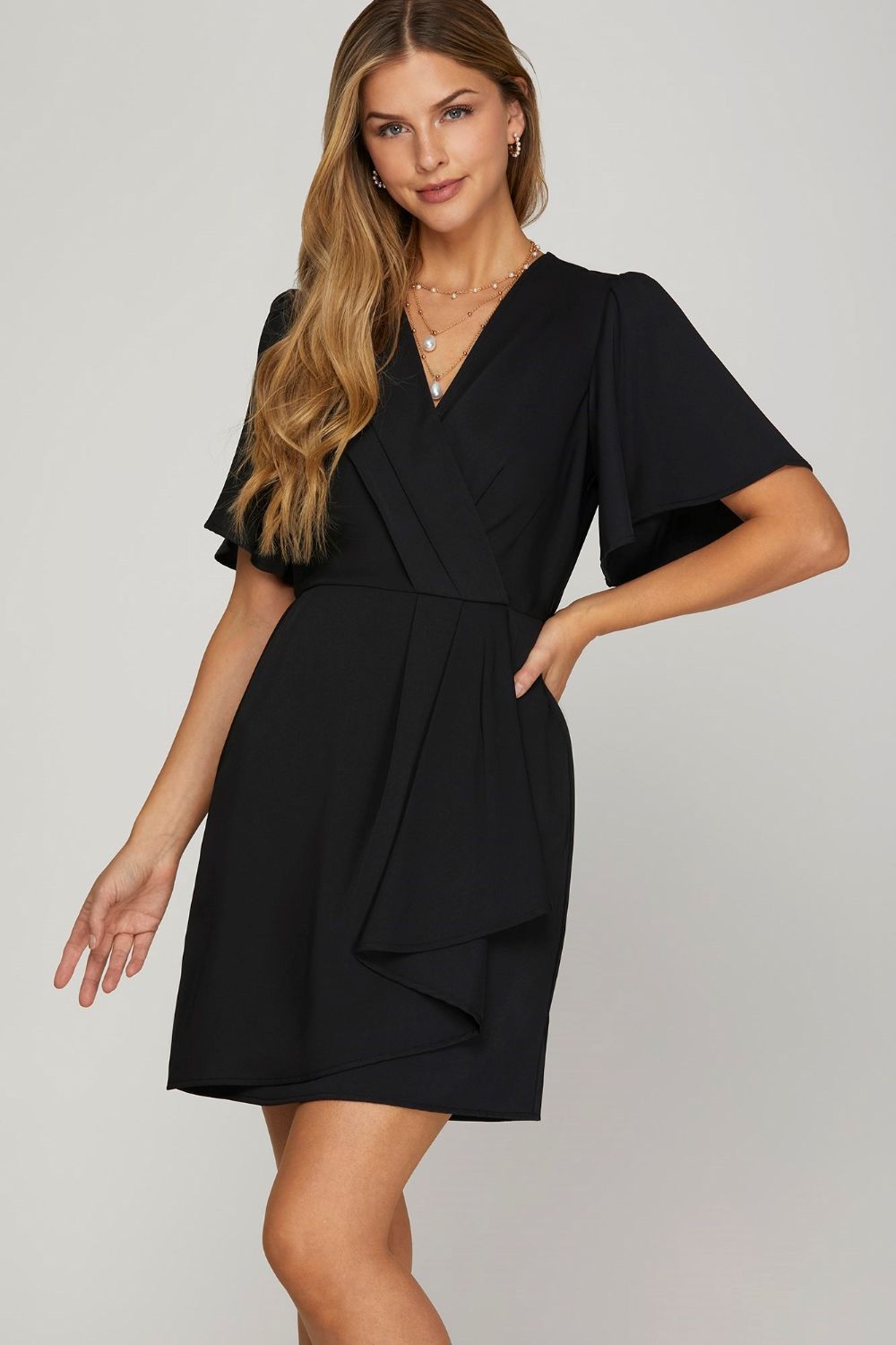 She + Sky Ruffled Surplice Short Flutter Sleeve Mini Dress loveperseveres She + Sky Ruffled Surplice Short Flutter Sleeve Mini Dress loveperseveres