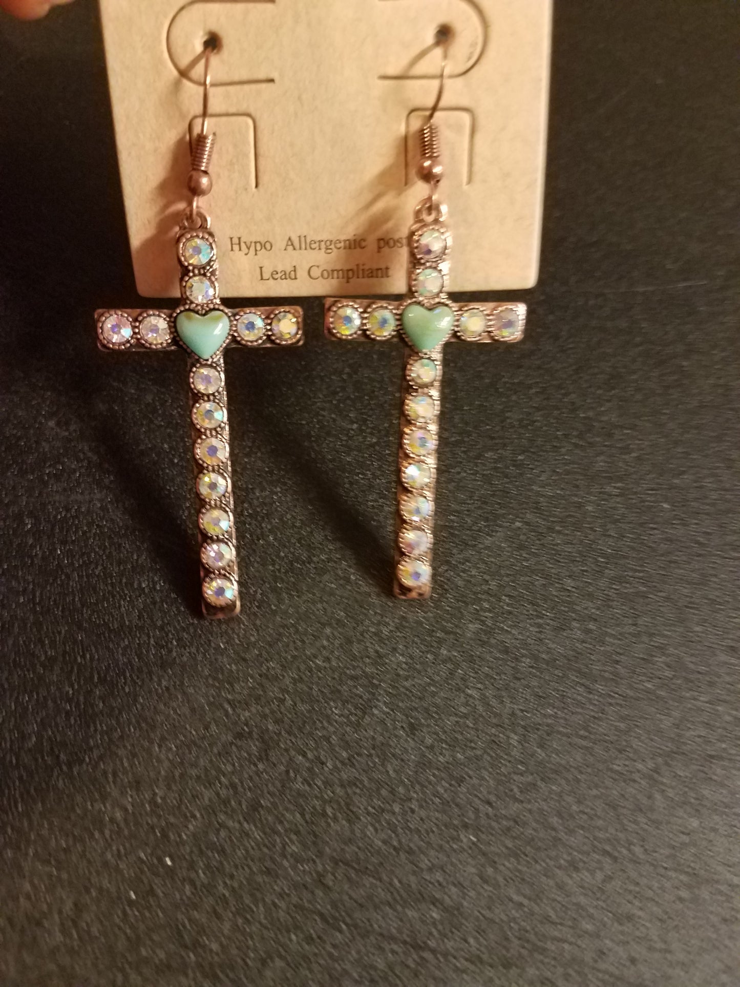 Gold Tone Cross Earrings