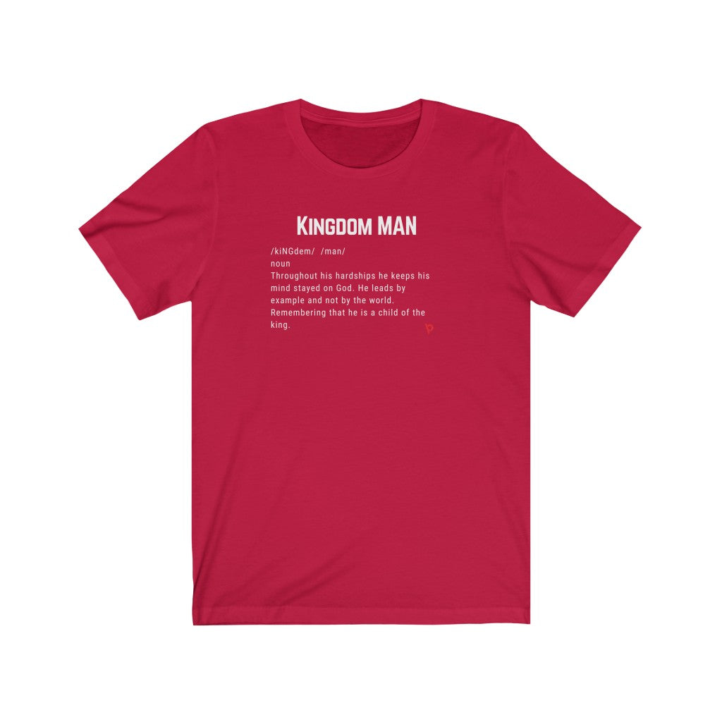 Kingdom Man with white letters Unisex Jersey Short Sleeve Tee