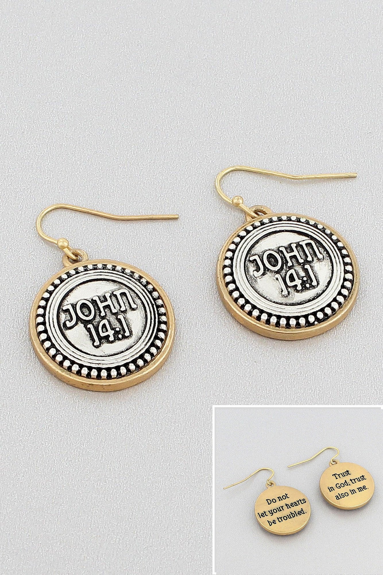 Two-Tone John 14:1 Circle Earrings