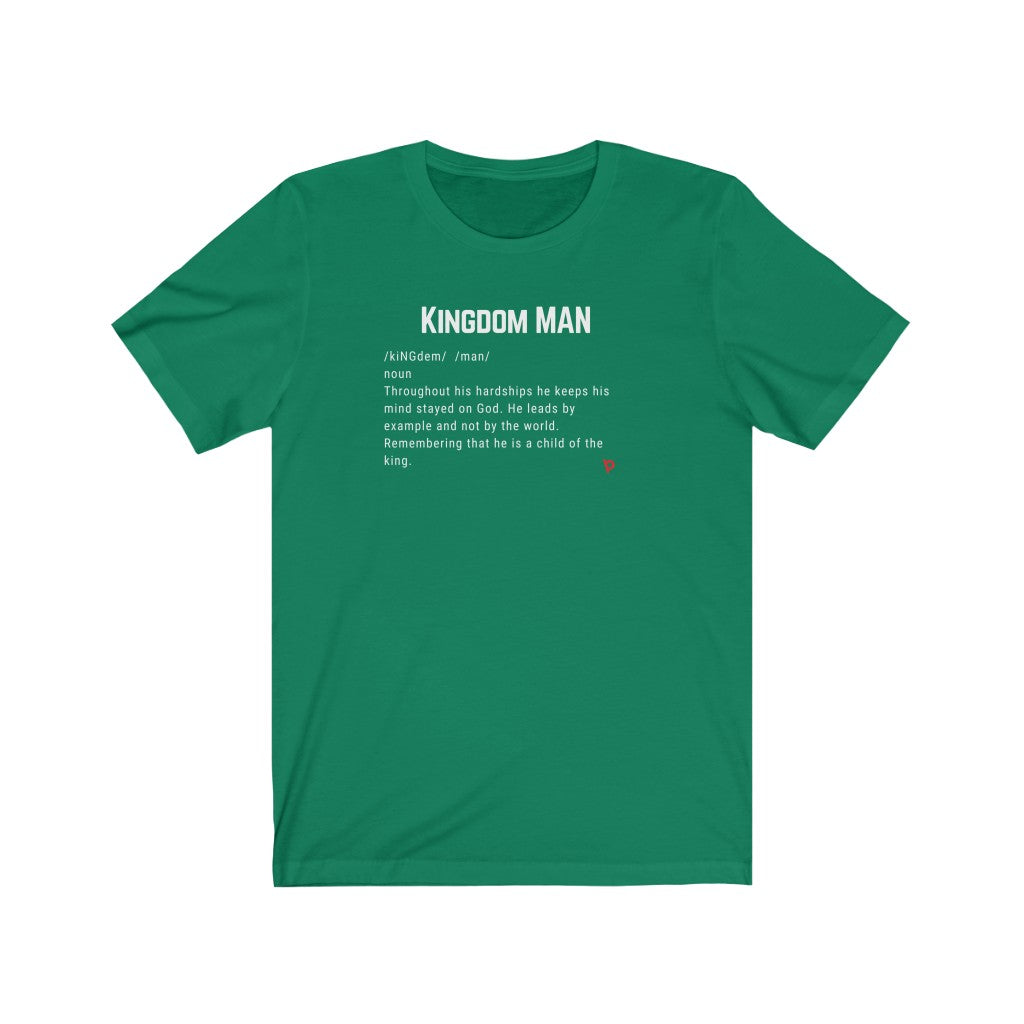 Kingdom Man with white letters Unisex Jersey Short Sleeve Tee