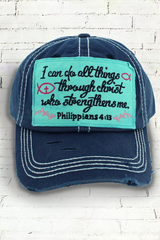 Distress Navy Philippians 4:13 Cap
