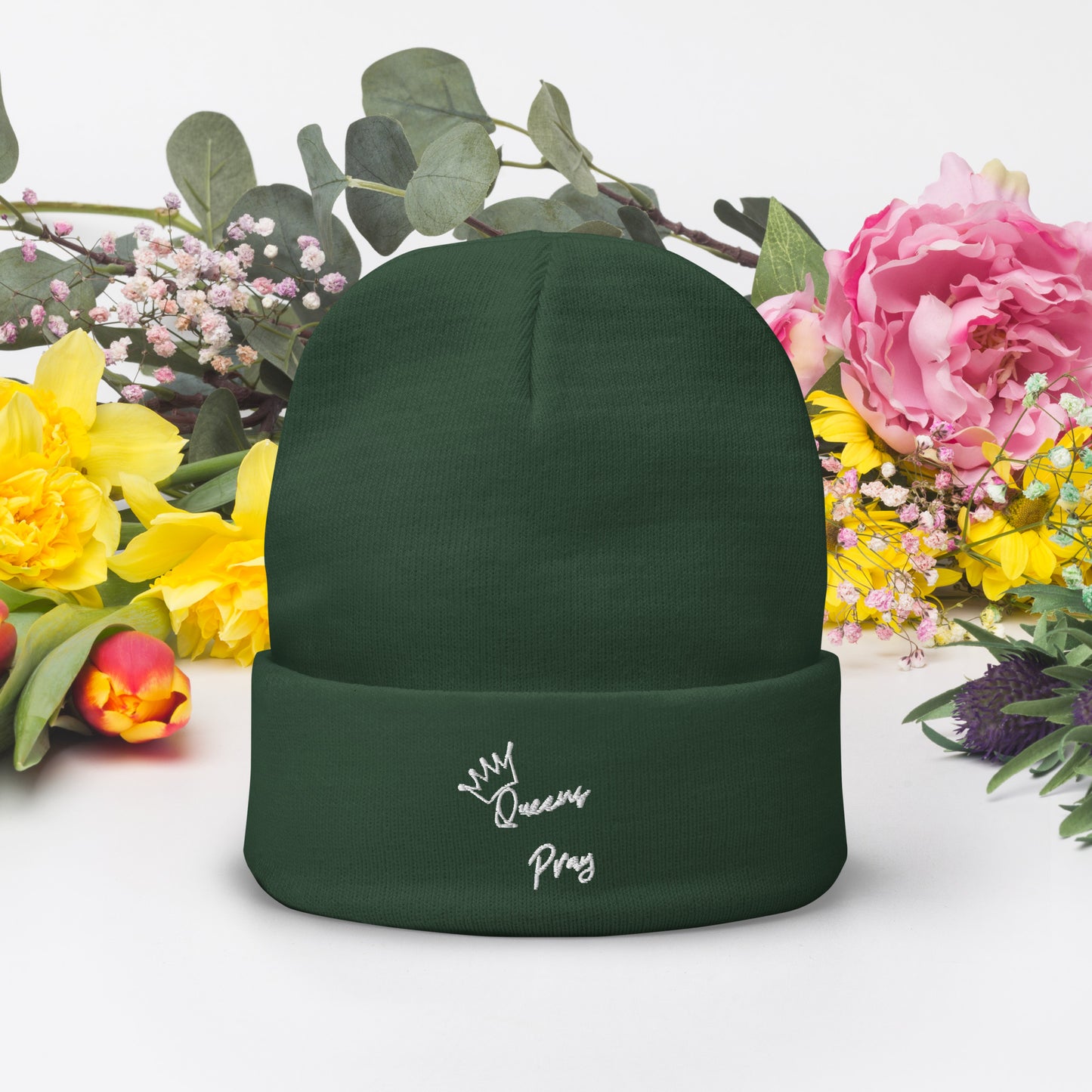 Queen's Pray Embroidered Beanie