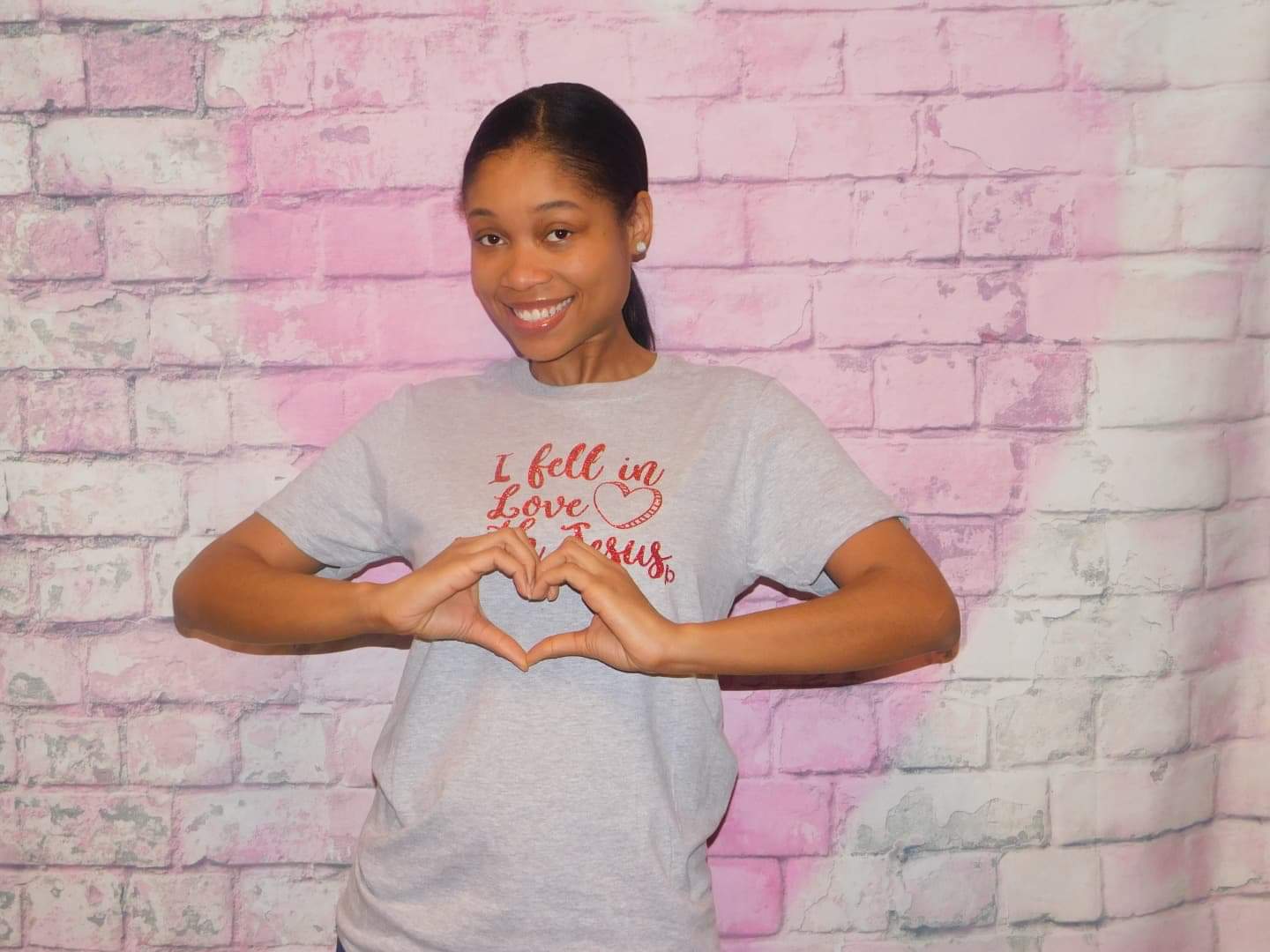 Red & Gray unisex I Fell In Love With Jesus Tee