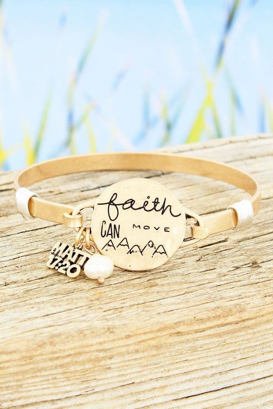 WORN GOLDTONE 'FAITH CAN MOVE' BRACELET