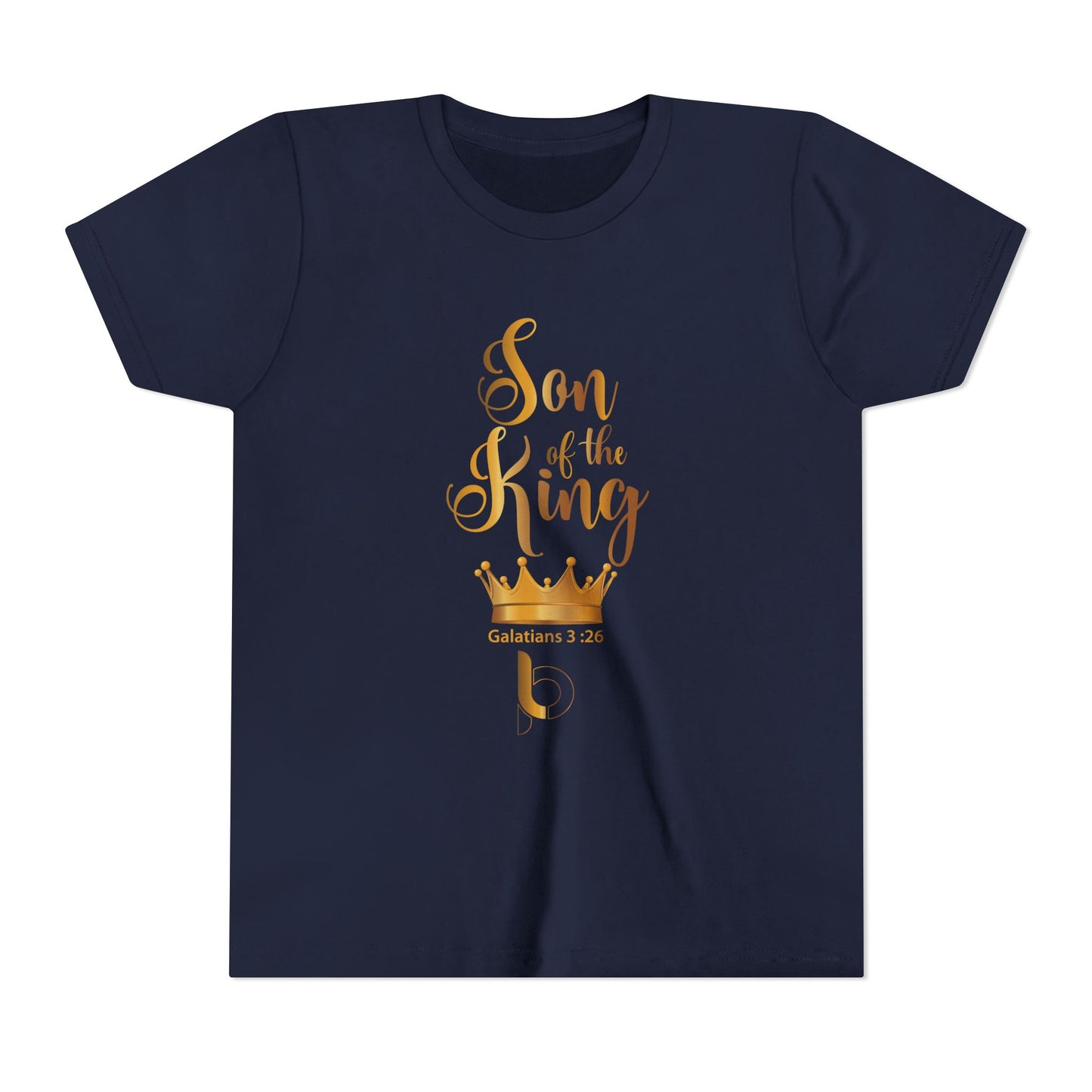 Youth Tee – "Son of the King" Gold Crown Christian Shirt (Galatians 3:26)