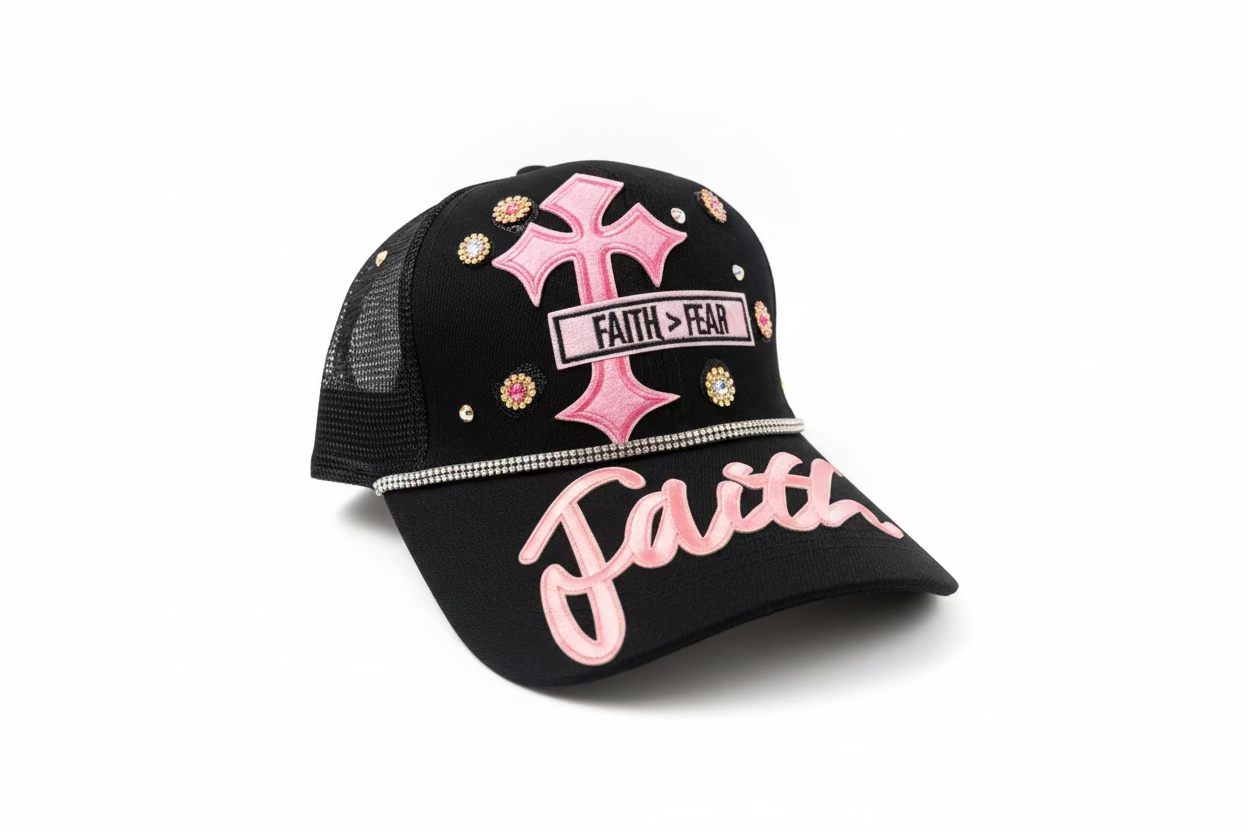 Faith pink crystal Custom Kingdom Trucker Hat (Copy)