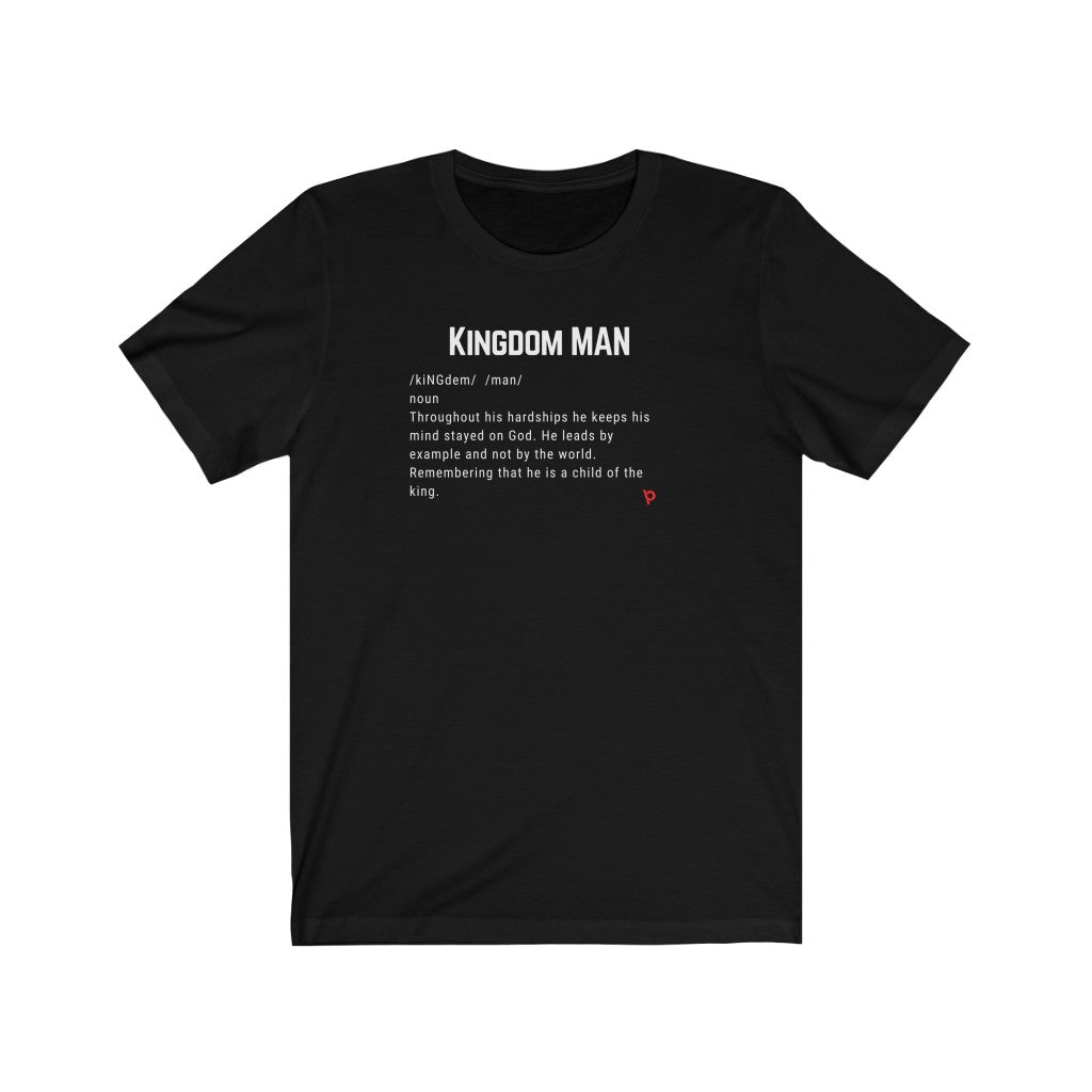 Kingdom Man with white letters Unisex Jersey Short Sleeve Tee
