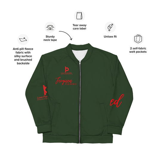 Forgiven Unisex Bomber Jacket Hunter Green