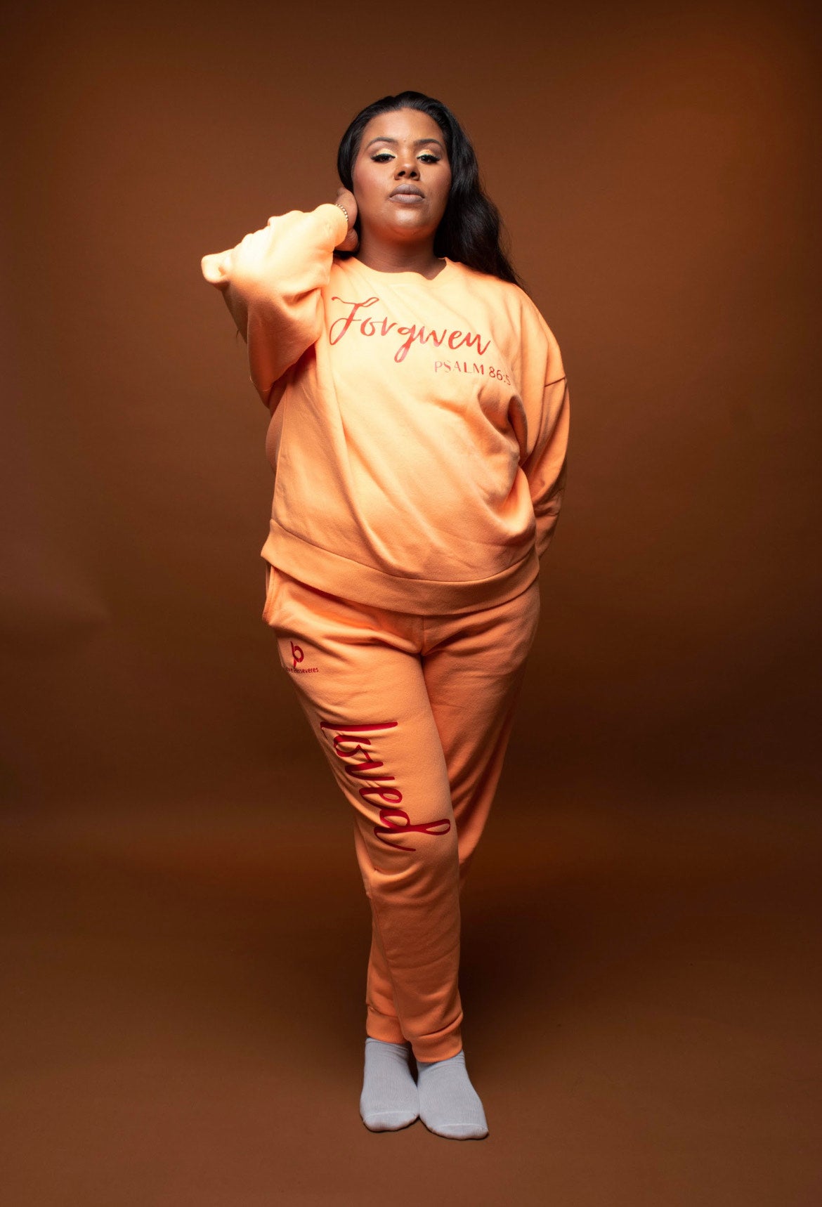 Forgiven Sweatshirt Set  (Orange )