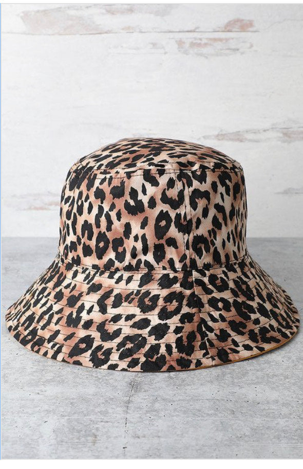 Leopard Print Reversible Bucket Hat