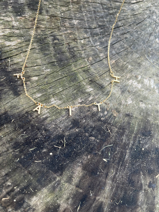 'FAITH' GOLDTONE LETTER STATION NECKLACE