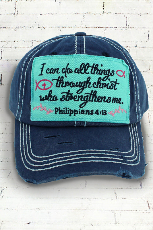 Distress Navy Philippians 4:13 Cap