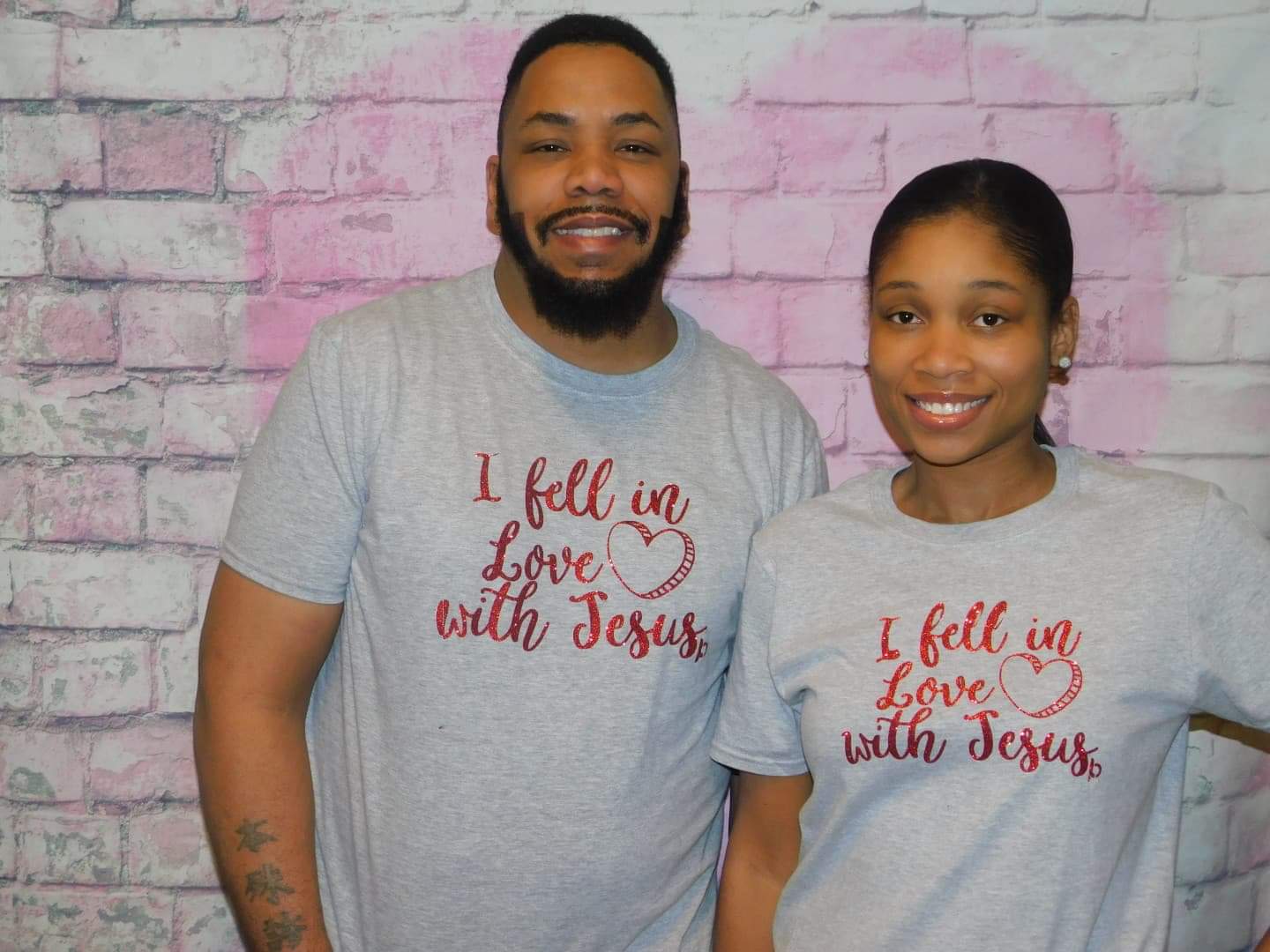 Red & Gray unisex I Fell In Love With Jesus Tee